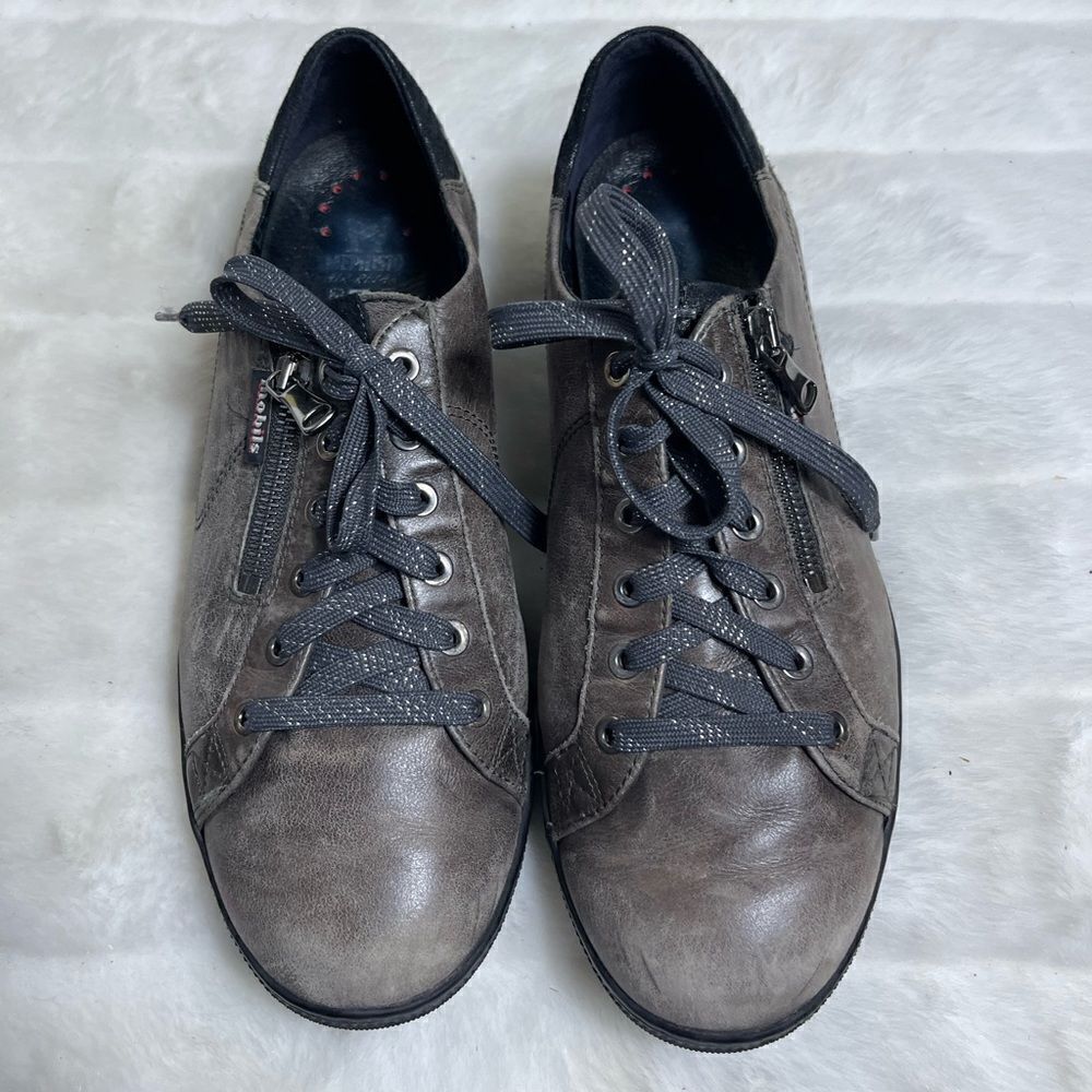 Mephisto Mobils Soft Leather weathered taupe sport sneakers zipper accen…